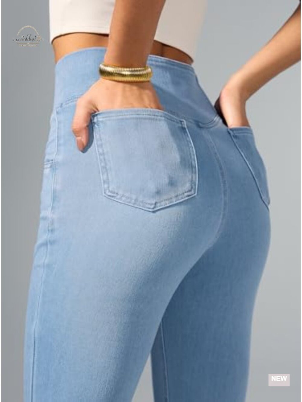 Women's Flare Jeans Stretchy Bell Bottom High Waist Crossover Pull On Jeggings - Picture 4 of 6